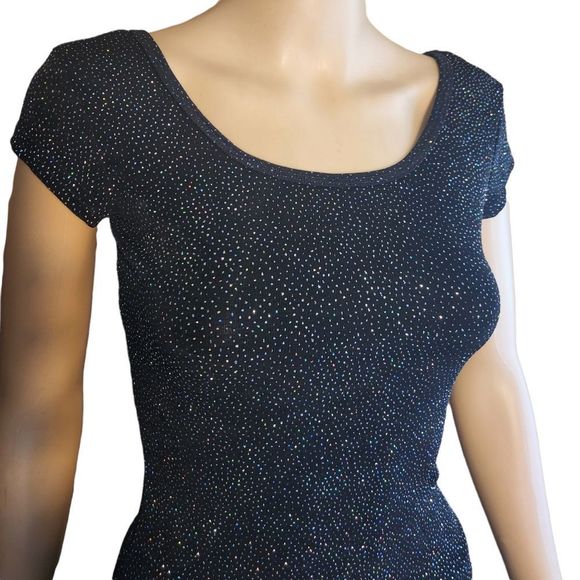 XOXO Shirt Vintage Sparkles Short Sleeve Scoop Neck Black Womens Size small - Picture 4 of 14